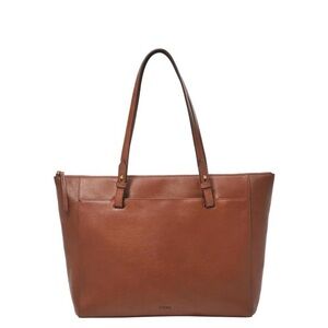 Fossil Cognac Leather Tote with Dual Shoulder Straps